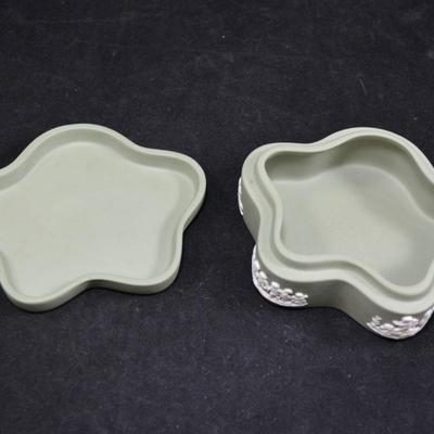 Vintage WEDGWOOD Jasperware Spruce Green Trinket Dish 4”