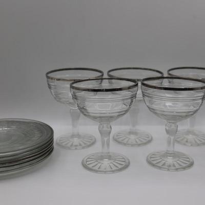 Vintage Coupe Glasses & Plates (12)