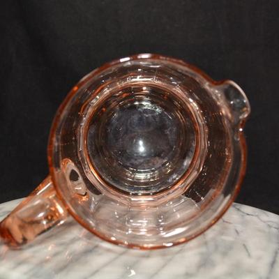 Vintage Pink Depression Glass Pitcher, Pillar Optic Pattern 8”