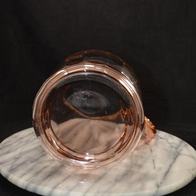 Vintage Pink Depression Glass Pitcher, Pillar Optic Pattern 8”