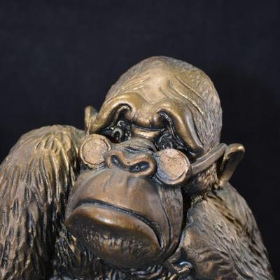 Vintage Resin Gorilla Reading The Wall Street Journal 9.75”
