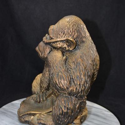 Vintage Resin Gorilla Reading The Wall Street Journal 9.75”