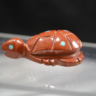 Small Pipestone & Turquoise Turtle Fetish 1.5”