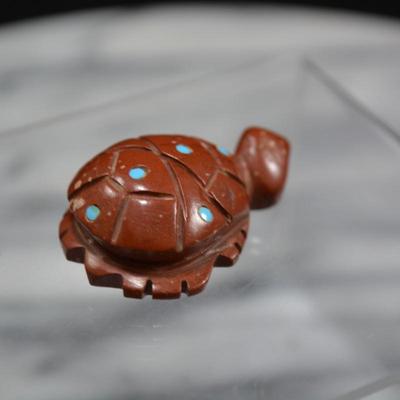 Small Pipestone & Turquoise Turtle Fetish 1.5”