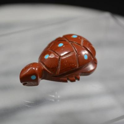 Small Pipestone & Turquoise Turtle Fetish 1.5”