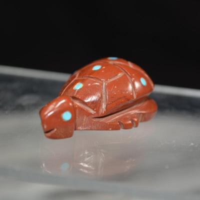 Small Pipestone & Turquoise Turtle Fetish 1.5”
