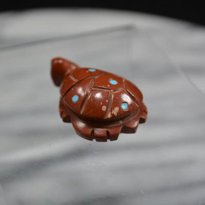 Small Pipestone & Turquoise Turtle Fetish 1.5”