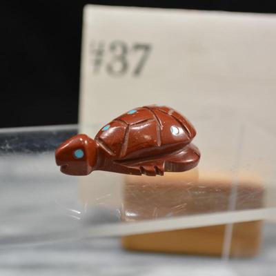Small Pipestone & Turquoise Turtle Fetish 1.5”