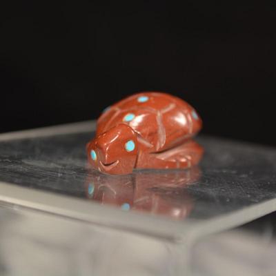 Small Pipestone & Turquoise Turtle Fetish 1.5”
