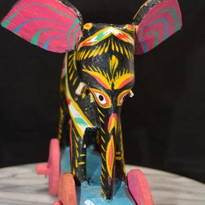Colorful Wooden Elephant Toy, Bangladesh 7”x6.5”x5.5”