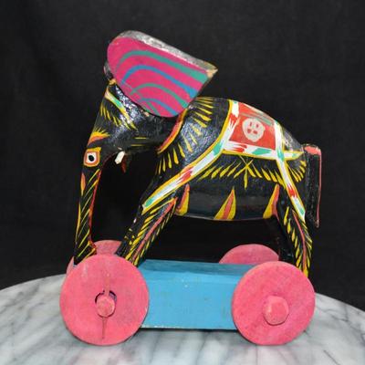Colorful Wooden Elephant Toy, Bangladesh 7”x6.5”x5.5”