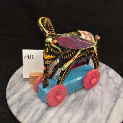Colorful Wooden Elephant Toy, Bangladesh 7”x6.5”x5.5”