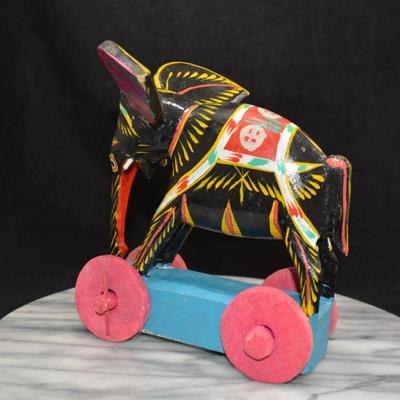 Colorful Wooden Elephant Toy, Bangladesh 7”x6.5”x5.5”