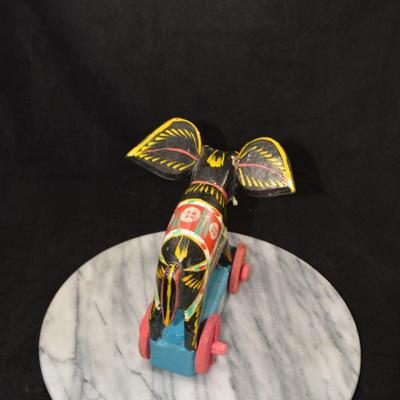Colorful Wooden Elephant Toy, Bangladesh 7”x6.5”x5.5”