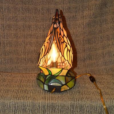 Vintage Stained Glass Hen Lamp 13.5”x9”x7”