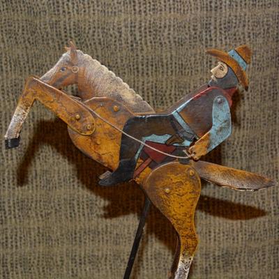 American Folk Art Kinetic Cowboy Pendulum 20” Tall