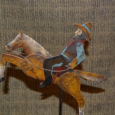 American Folk Art Kinetic Cowboy Pendulum 20” Tall