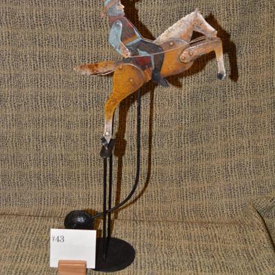 American Folk Art Kinetic Cowboy Pendulum 20” Tall