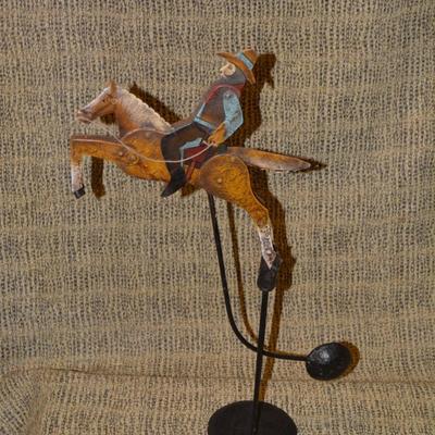 American Folk Art Kinetic Cowboy Pendulum 20” Tall