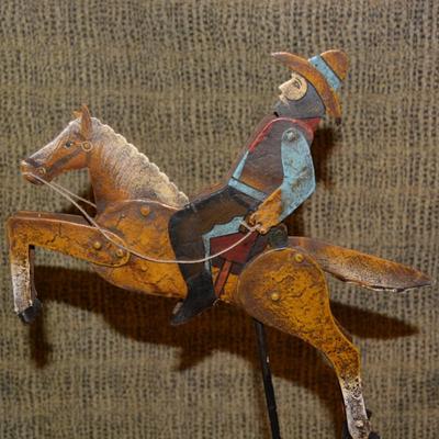 American Folk Art Kinetic Cowboy Pendulum 20” Tall
