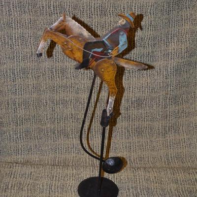 American Folk Art Kinetic Cowboy Pendulum 20” Tall