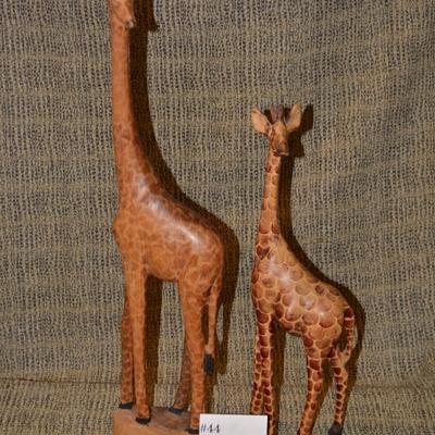 Set of 2 Hand Carved Giraffe, Africa 25”/18”
