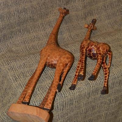 Set of 2 Hand Carved Giraffe, Africa 25”/18”