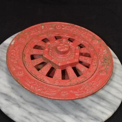Vintage Cast Iron 2 Piece Ashtray, China 8.5”x8.5”x3”