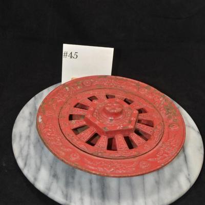 Vintage Cast Iron 2 Piece Ashtray, China 8.5”x8.5”x3”