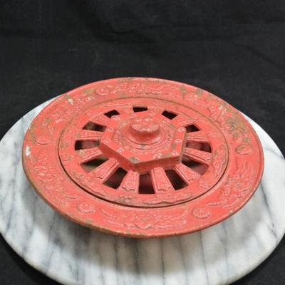 Vintage Cast Iron 2 Piece Ashtray, China 8.5”x8.5”x3”