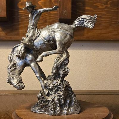 Fine Pewter Bucking Horse Sculpture