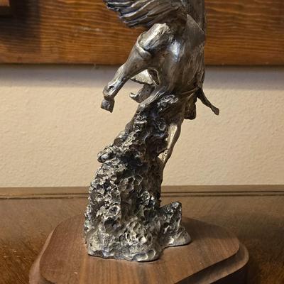 Fine Pewter Bucking Horse Sculpture