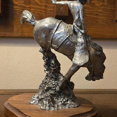 Fine Pewter Bucking Horse Sculpture