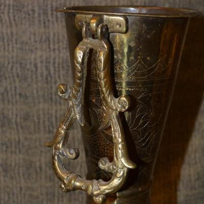 Vintage Tall Brass Vase, Missing Hardware, 23.75” Tall