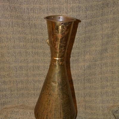Vintage Tall Brass Vase, Missing Hardware, 23.75” Tall