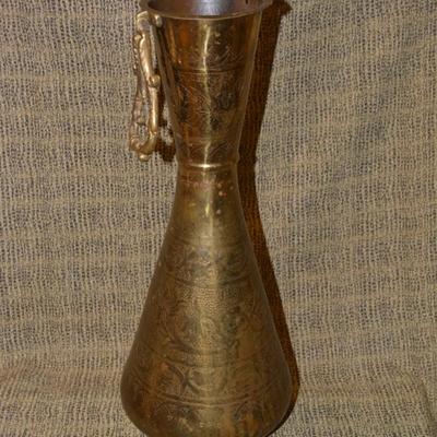 Vintage Tall Brass Vase, Missing Hardware, 23.75” Tall