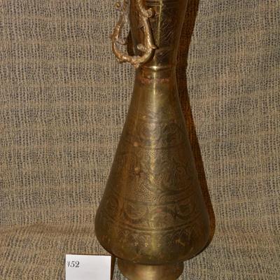 Vintage Tall Brass Vase, Missing Hardware, 23.75” Tall