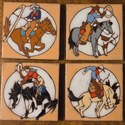 Mag Mor Handpainted Art Tiles - Cowboys