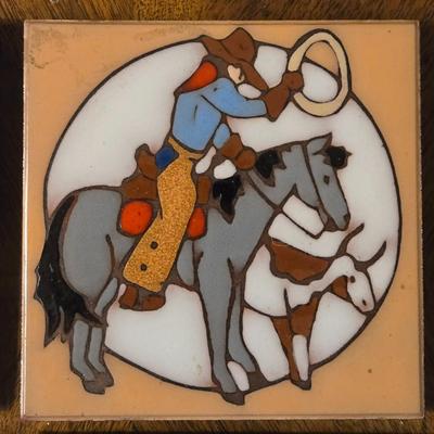 Mag Mor Handpainted Art Tiles - Cowboys