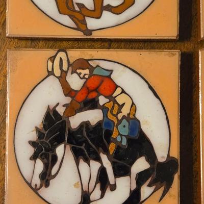 Mag Mor Handpainted Art Tiles - Cowboys