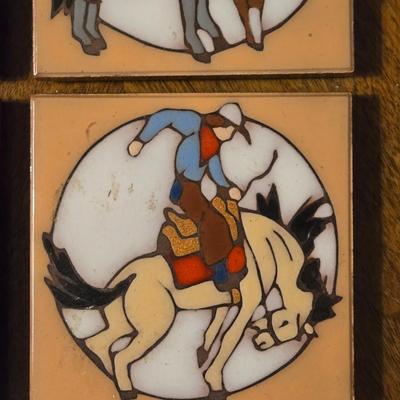 Mag Mor Handpainted Art Tiles - Cowboys