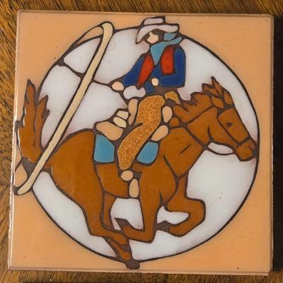 Mag Mor Handpainted Art Tiles - Cowboys