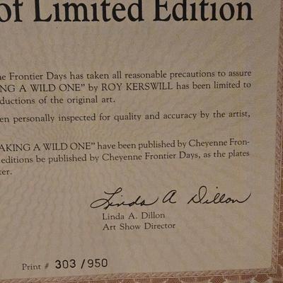 'Breaking a Wild One' by Roy Kerswill - Limited Edition with Paperwork on the Back