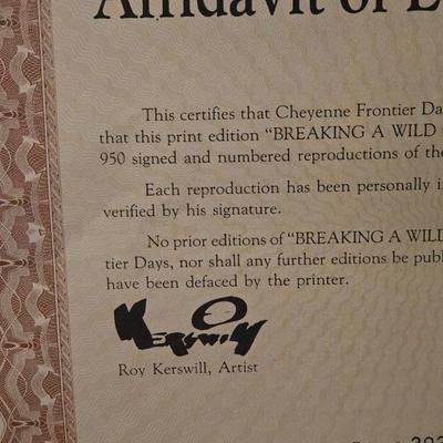 'Breaking a Wild One' by Roy Kerswill - Limited Edition with Paperwork on the Back