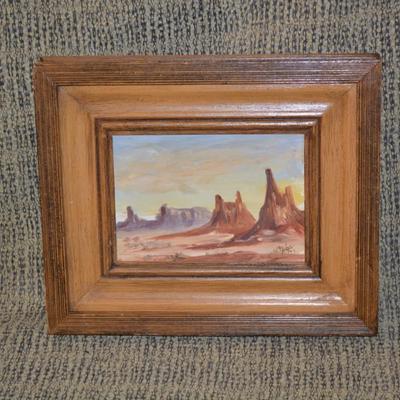 Land of the Brave Framed Oil Painting 1977 Louise B. John 12”x10”