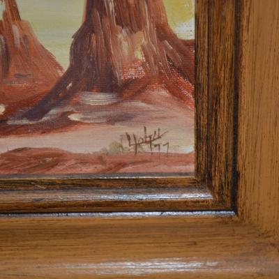 Land of the Brave Framed Oil Painting 1977 Louise B. John 12”x10”