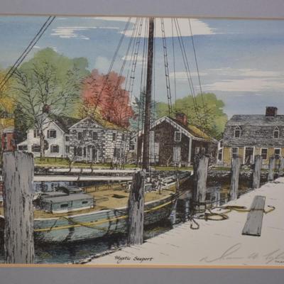 Framed & Matted “Mystic Seaport” Signed Print Diana Wythe Tyler 17.75”x13.75”