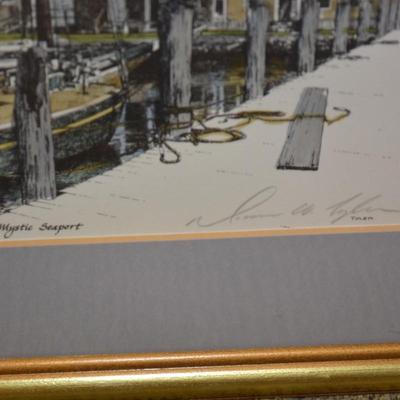 Framed & Matted “Mystic Seaport” Signed Print Diana Wythe Tyler 17.75”x13.75”