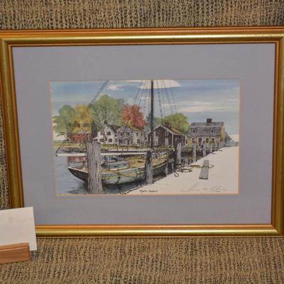 Framed & Matted “Mystic Seaport” Signed Print Diana Wythe Tyler 17.75”x13.75”