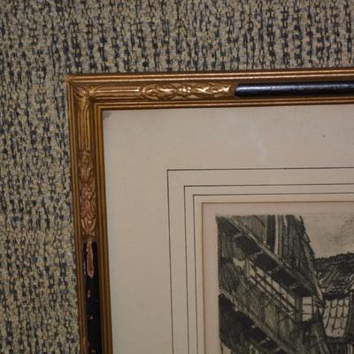 Framed & Matted Vintage Signed Lithograph 20.75”x16.25”